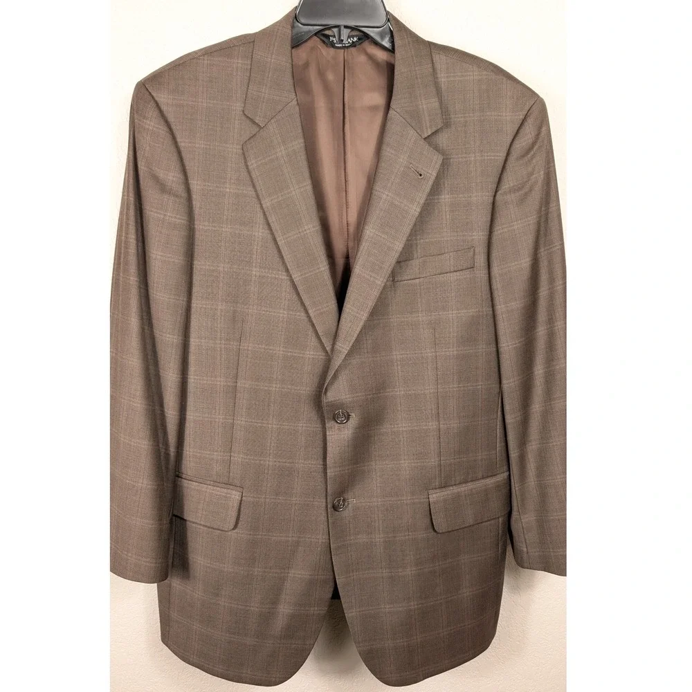 Jos A Bank Signature Collection Mens Brown Plaid Wool Blazer Size‎ 43R